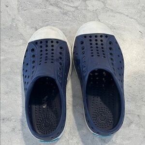 Native Shoes Kids Navy Blue with White Toe Cap Slip-Ons